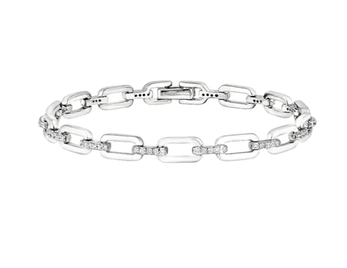 Kelly Waters Platinum Finish CZ Link Bracelet (SI6053)