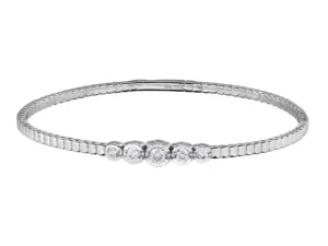 Kelly Waters Platinum Finish Graduating Bezel Set CZ Bangle Bracelet (SI6001)