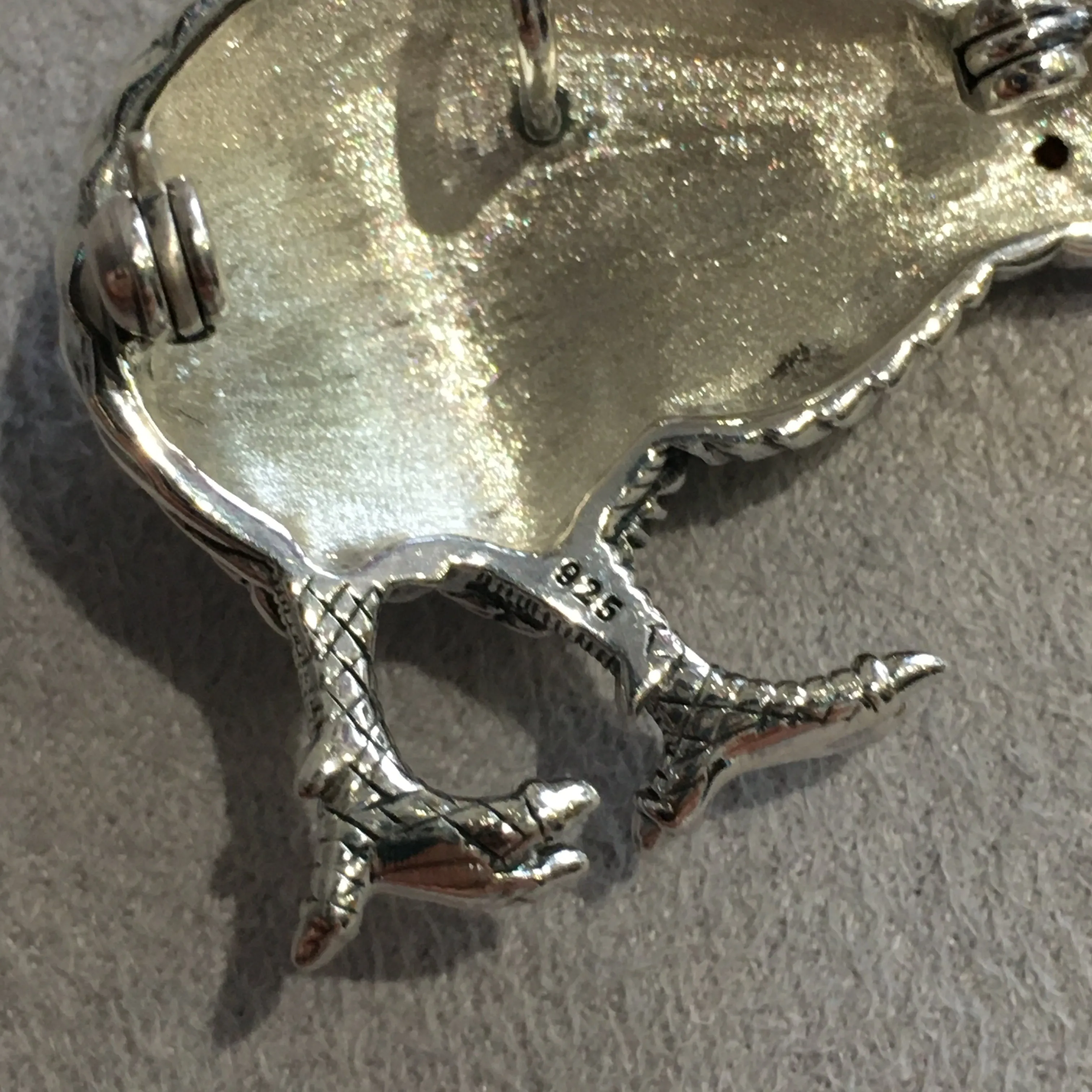 Kiwi Brooch Silver Marcasite Pendant Necklace
