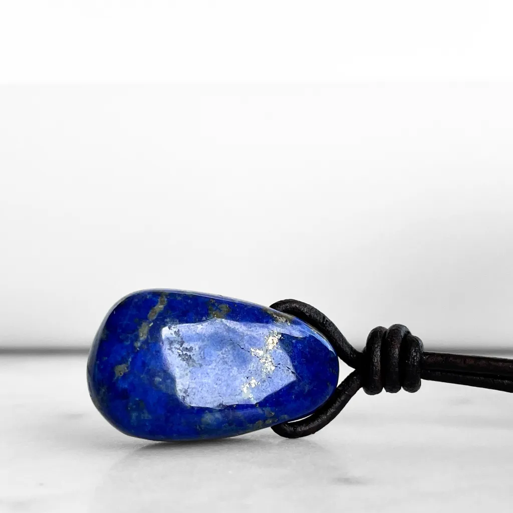 Lapis Lazuli Drop Gemstone Necklace - Oceanic Serenity