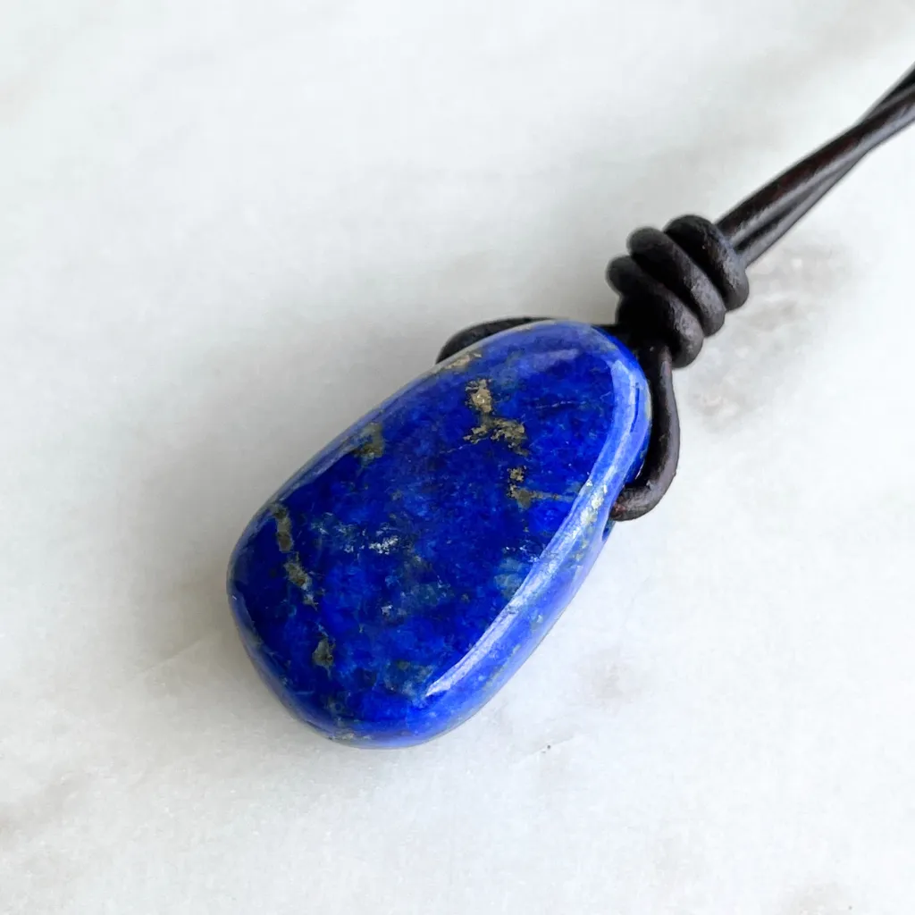 Lapis Lazuli Drop Gemstone Necklace - Oceanic Serenity
