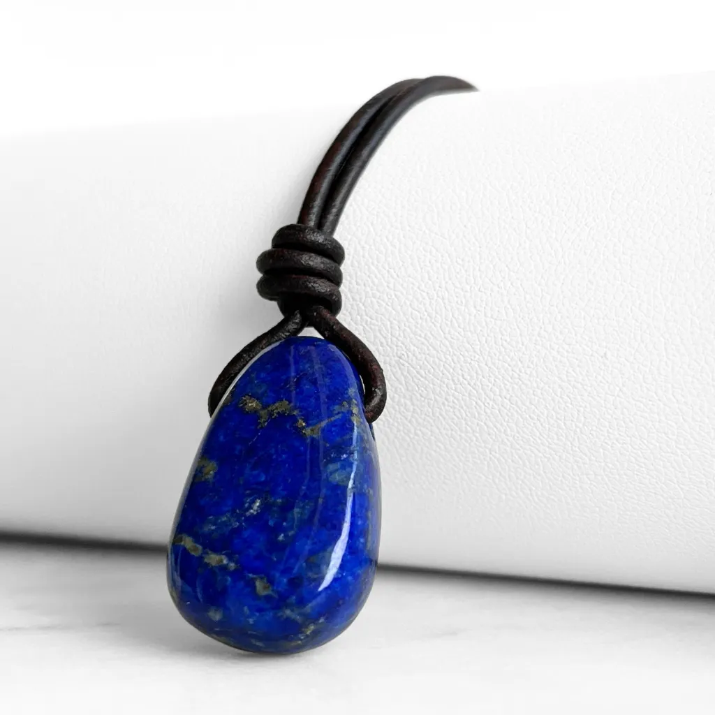 Lapis Lazuli Drop Gemstone Necklace - Oceanic Serenity