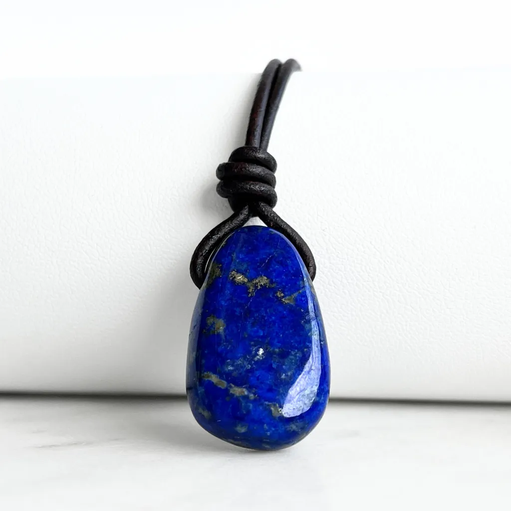 Lapis Lazuli Drop Gemstone Necklace - Oceanic Serenity
