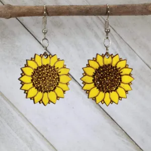 Large Kansas Sunflower Dangle Earrings by Cate's Concepts, LLC