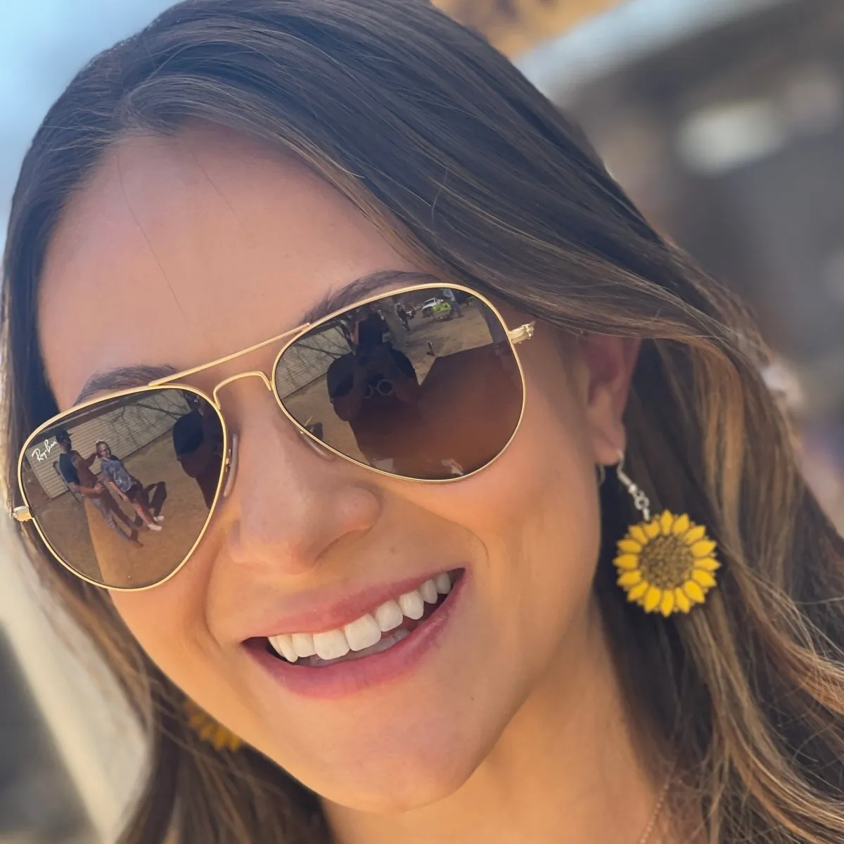 Large Kansas Sunflower Dangle Earrings by Cate's Concepts, LLC