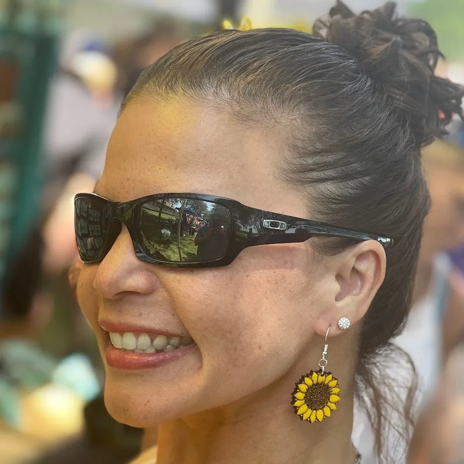 Large Kansas Sunflower Dangle Earrings by Cate's Concepts, LLC