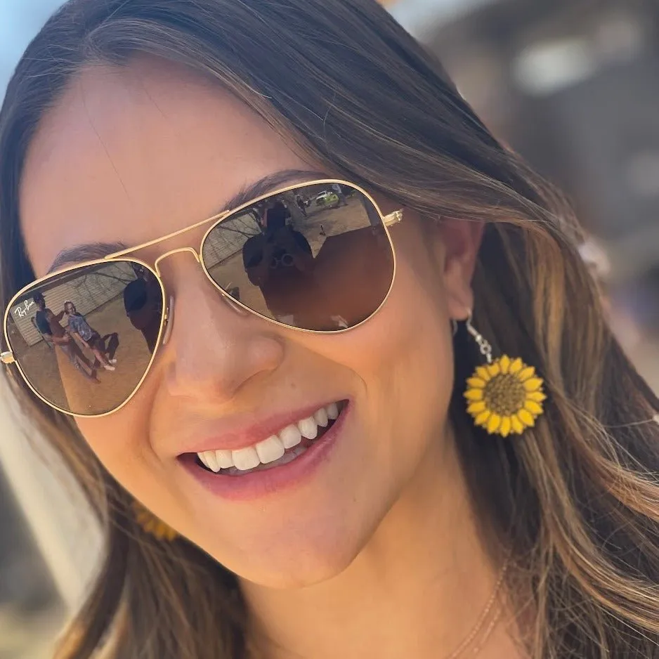 Large Kansas Sunflower Dangle Earrings by Cate's Concepts, LLC