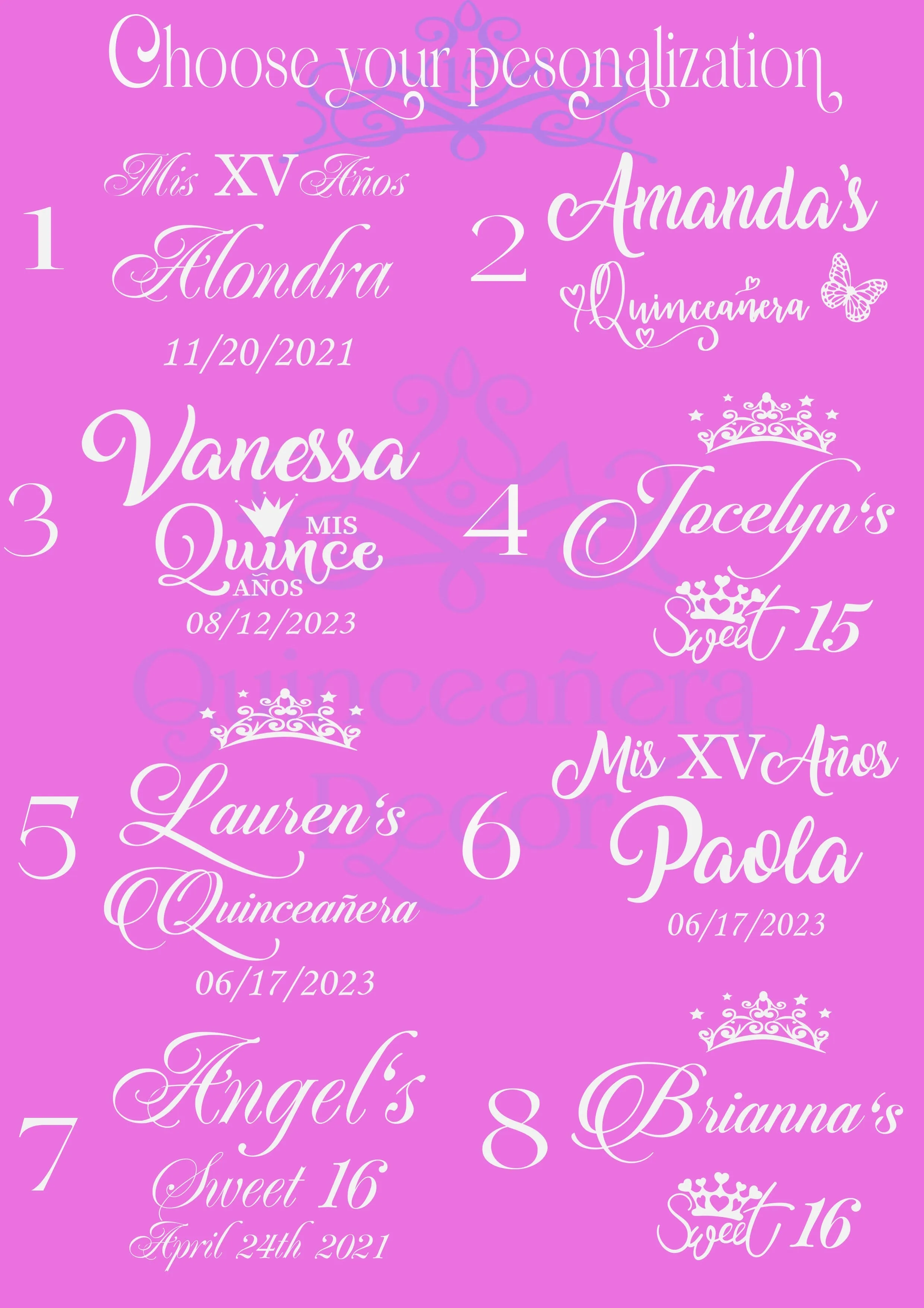 Lavender quinceanera pillows set