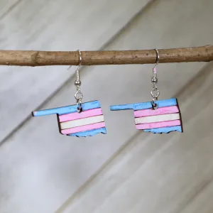 LGBTQIA  Oklahoma Trans Wooden Dangle Earrings by Cate's Concepts, LLC