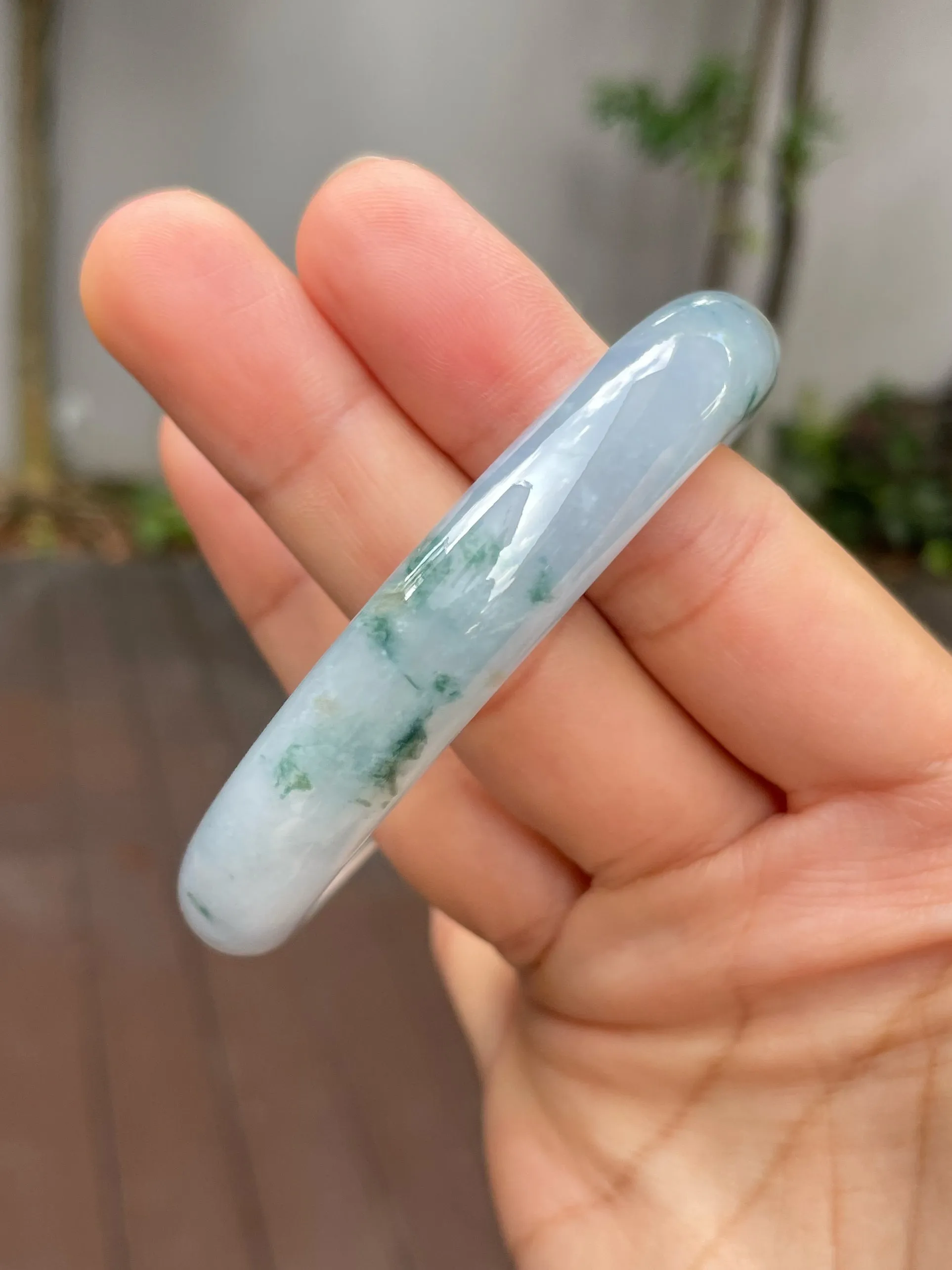 Light Blue Jade Bangle | 55mm (NJBA023)
