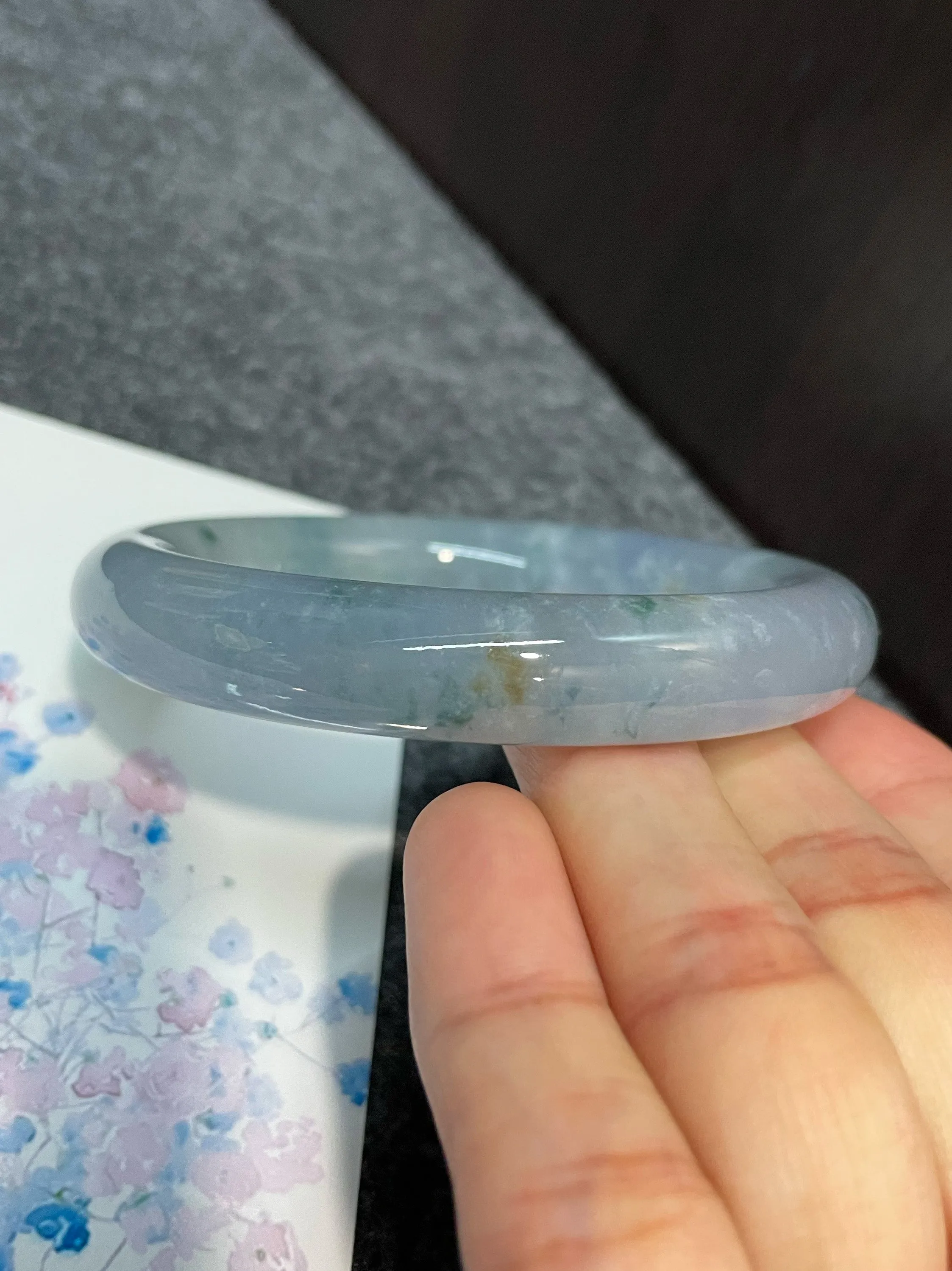 Light Blue Jade Bangle | 55mm (NJBA023)