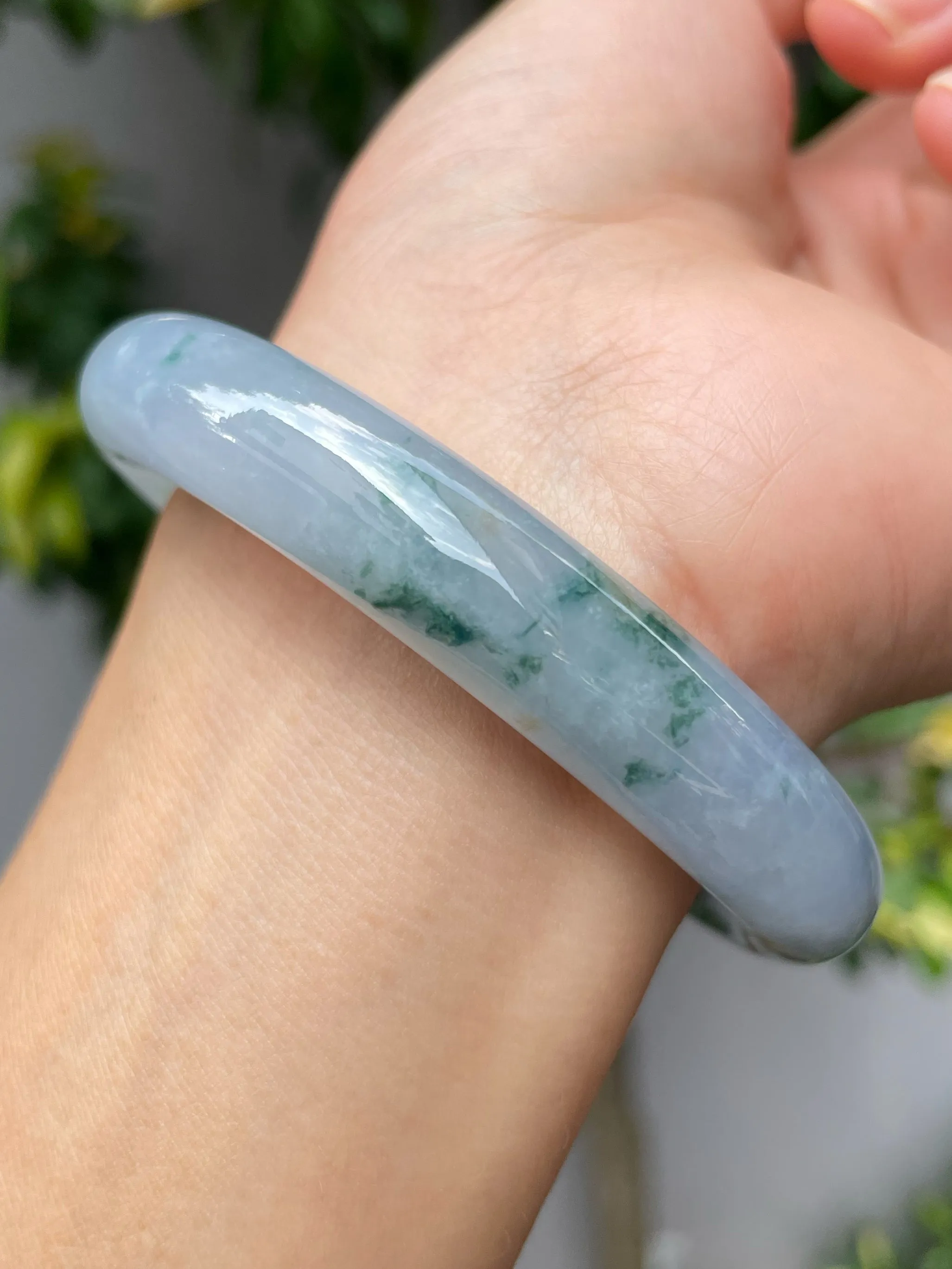 Light Blue Jade Bangle | 55mm (NJBA023)