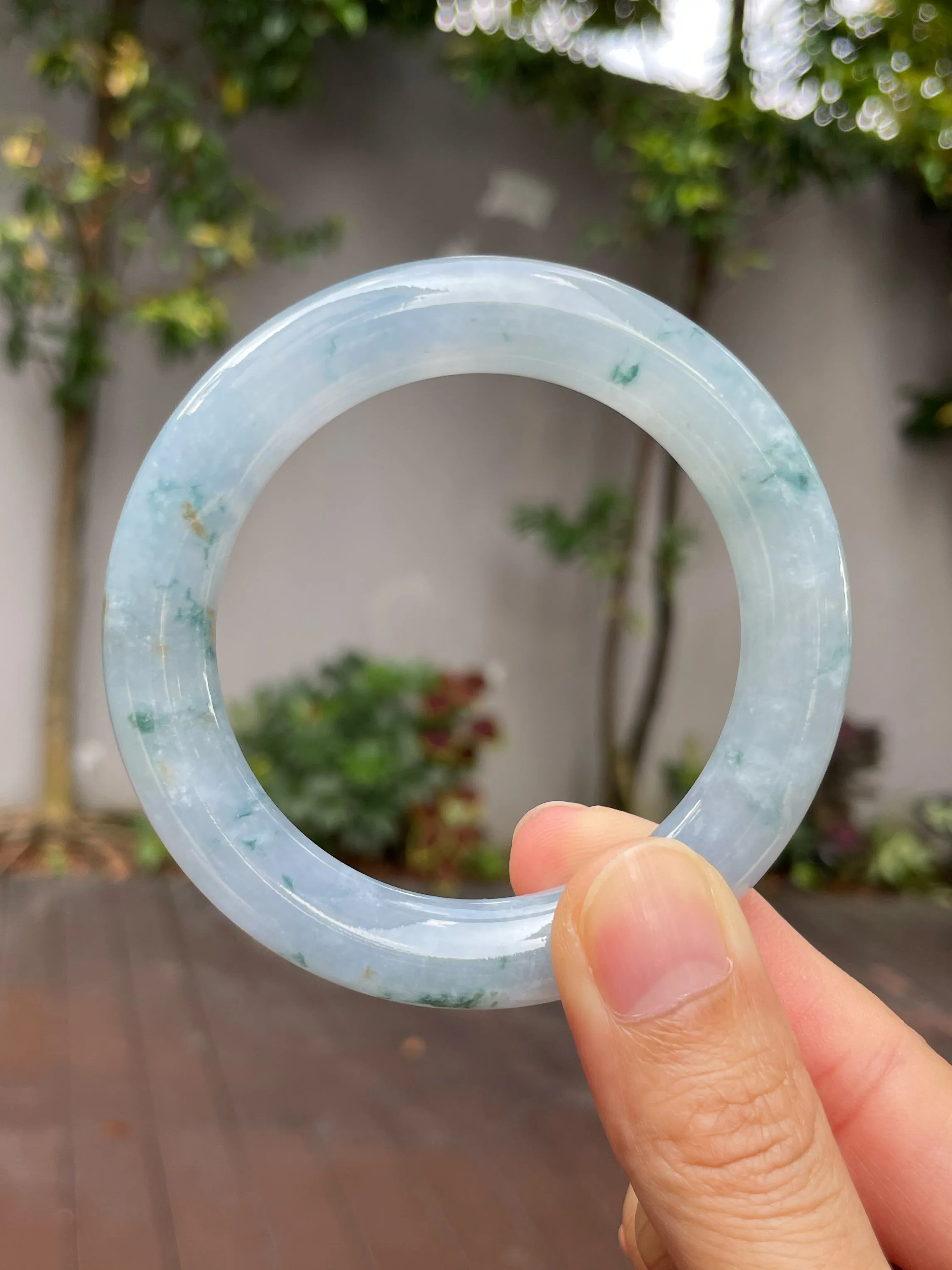 Light Blue Jade Bangle | 55mm (NJBA023)