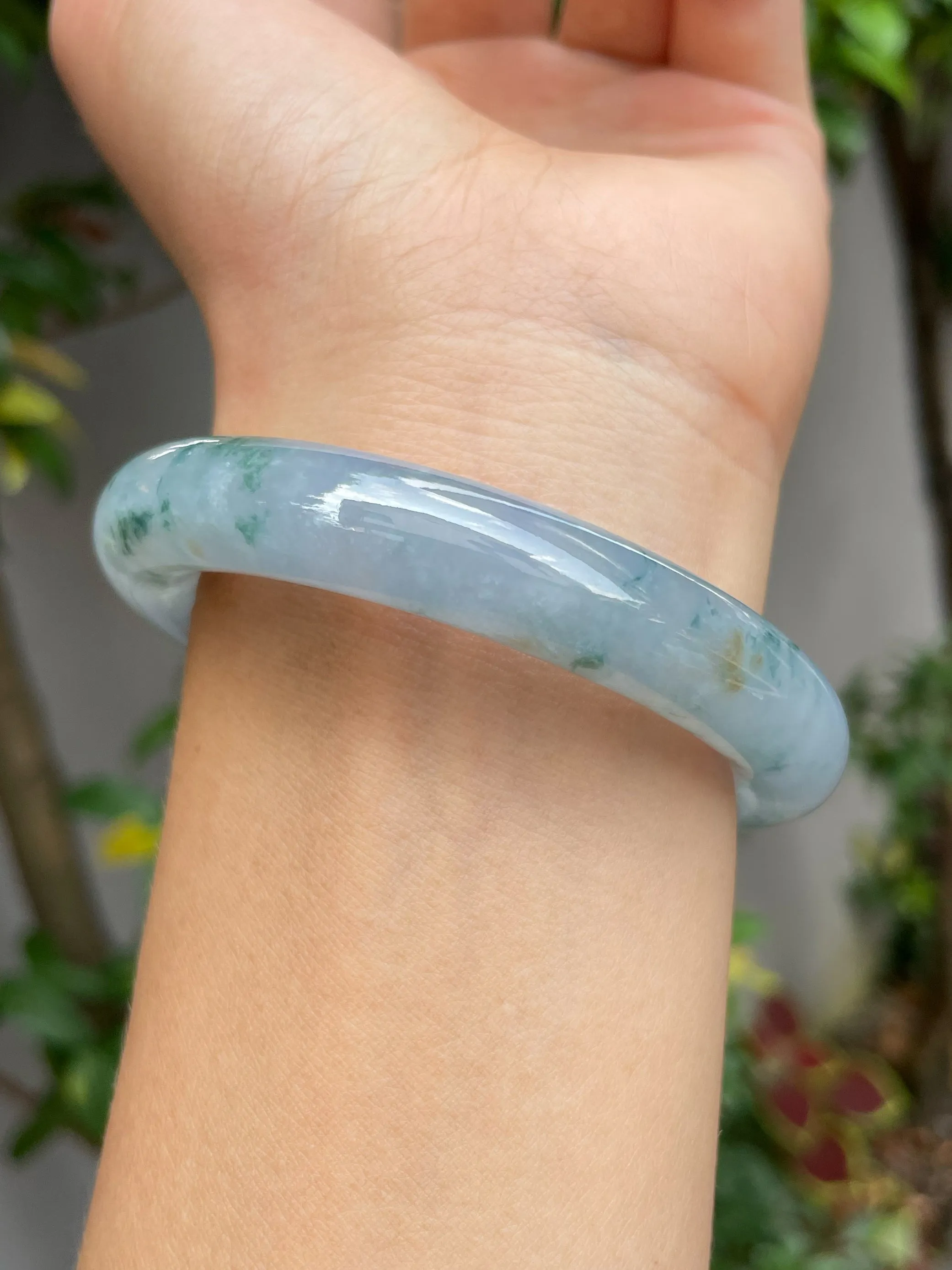 Light Blue Jade Bangle | 55mm (NJBA023)