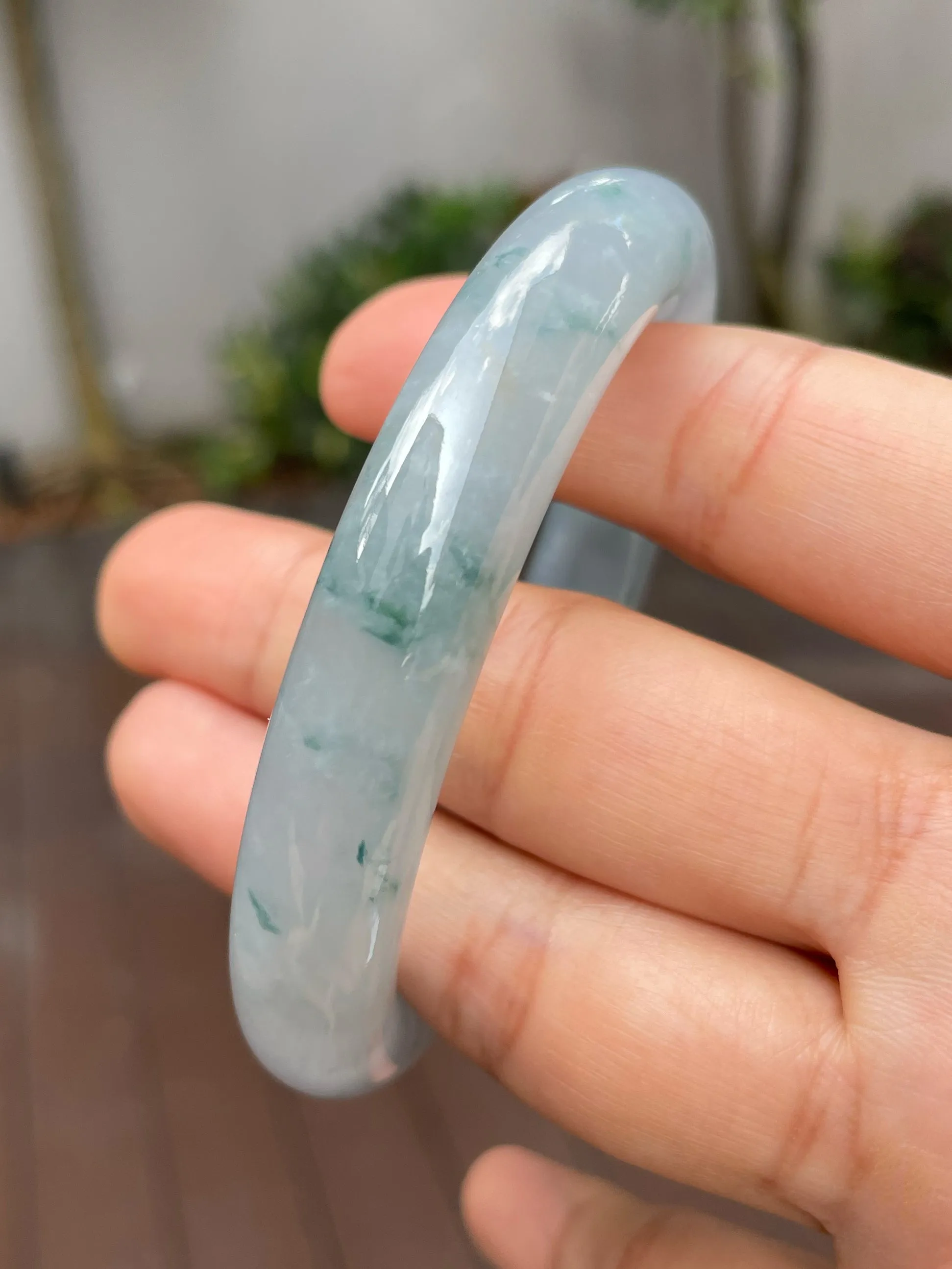 Light Blue Jade Bangle | 55mm (NJBA023)