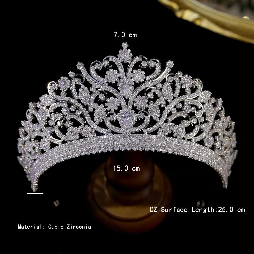 Luxury CZ Bridal Tiaras Cubic Zirconia Crown