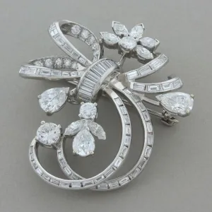 Mid-Century Diamond Platinum Pin Brooch