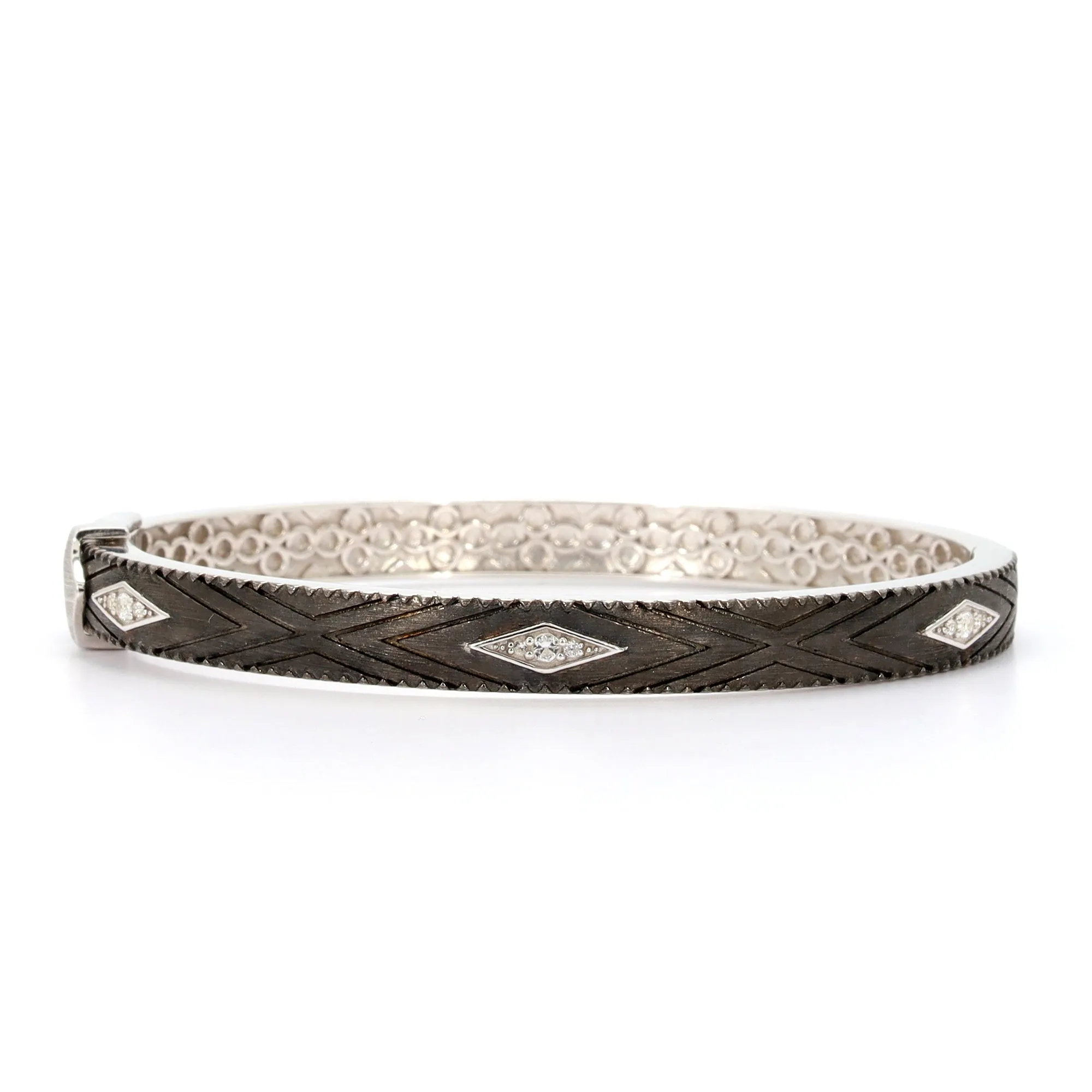 Moroccan Geometric Lined Milgrain Bangle