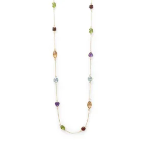 Multi Stone Madness! 25" 14 Karat Gold Plated Multi Stone Necklace