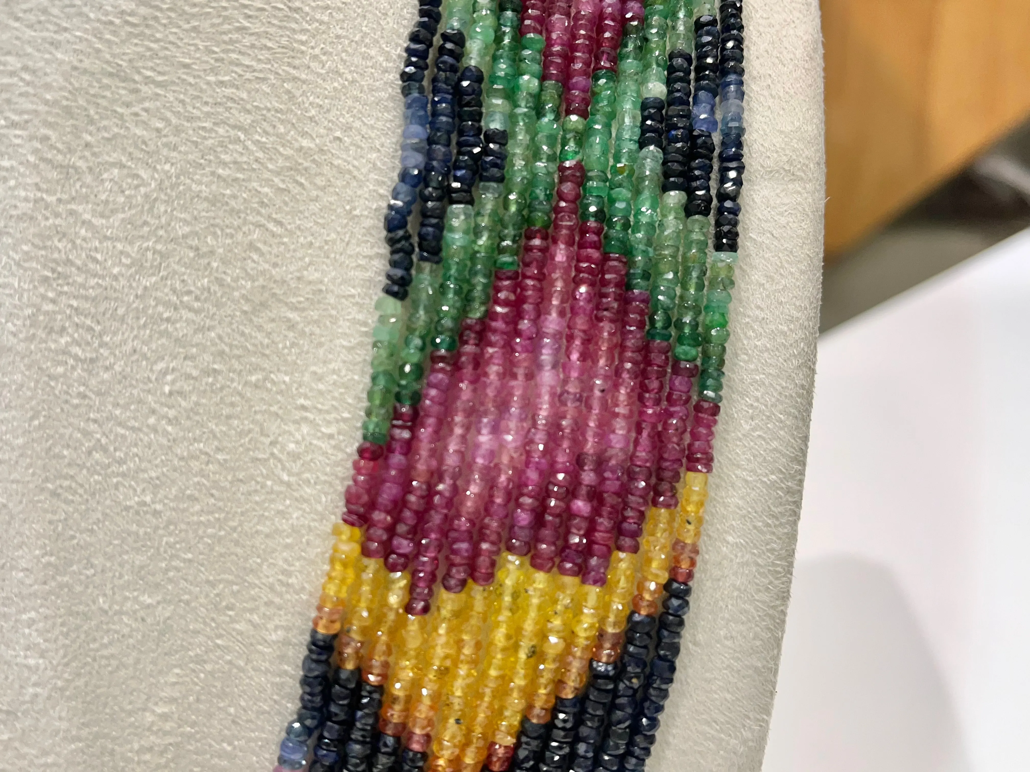 Natural Multi Sapphire Necklace, Ruby Sapphire Emerald Necklace, Multi Precious gemstone Healing Necklace, 13 Layering Necklace, 20 Inch