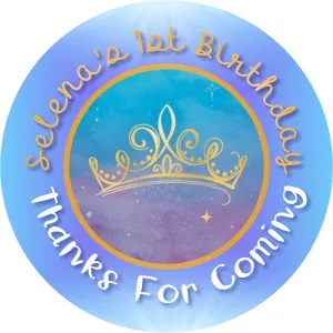 Party Favors Princess Once Upon a Time Blue Tiara Crown Purple Gold Personalized Birthday Round  Stickers  Supplies Labels