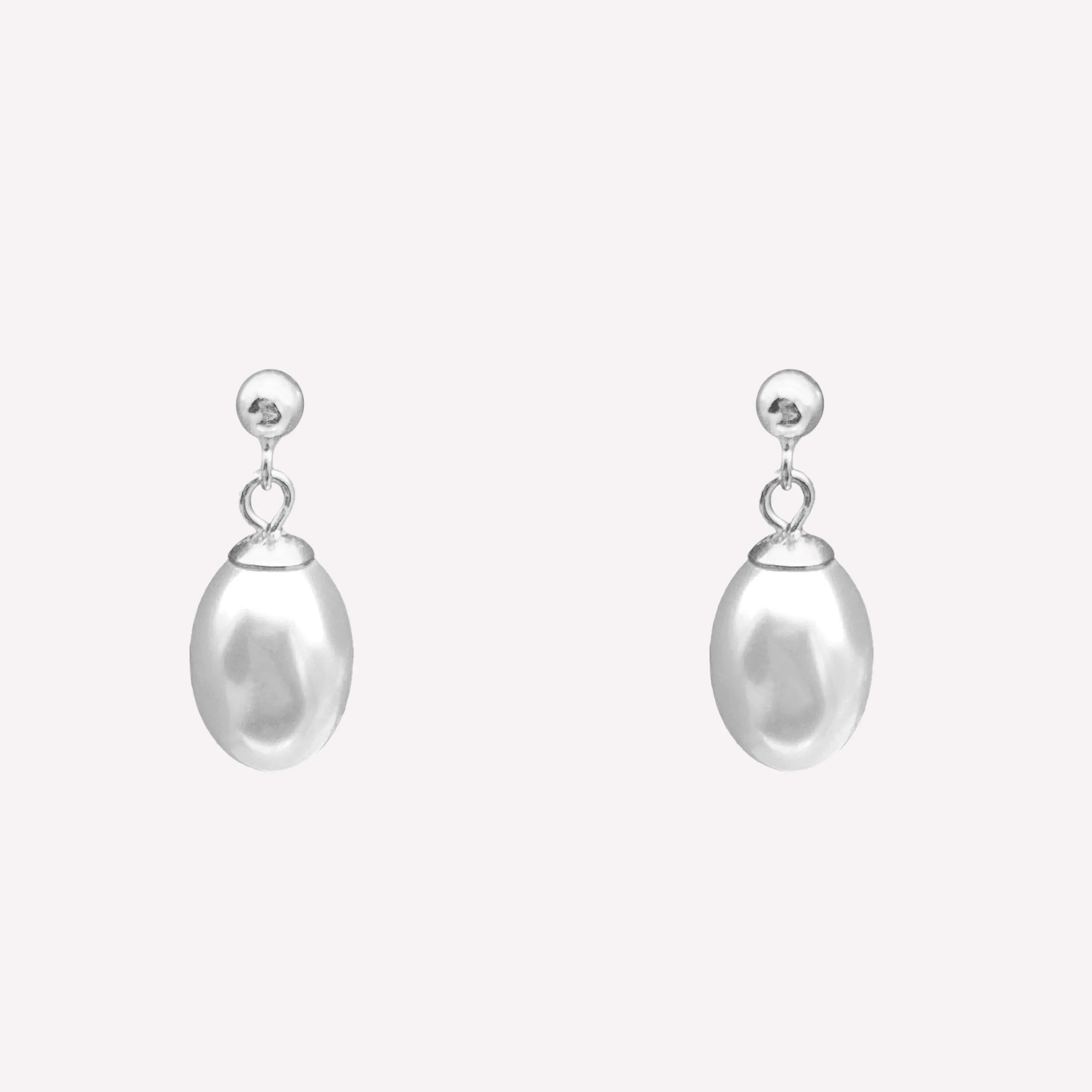 PEARL DROP STUD CLIP-ON EARRINGS IN SILVER