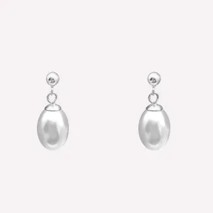 PEARL DROP STUD CLIP-ON EARRINGS IN SILVER