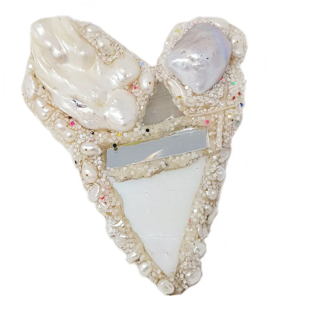 PEARL HEART BROOCH
