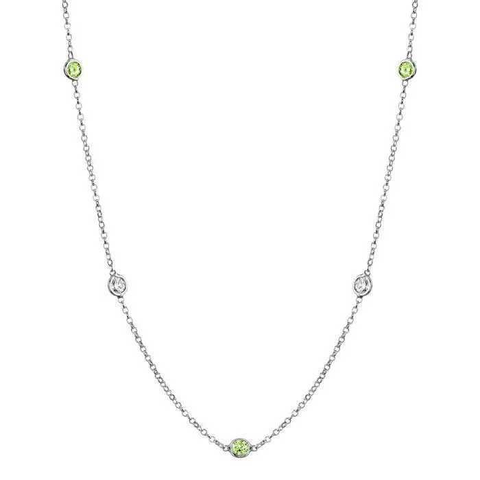 Peridot and Diamond Station Necklace