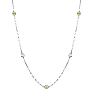 Peridot and Diamond Station Necklace