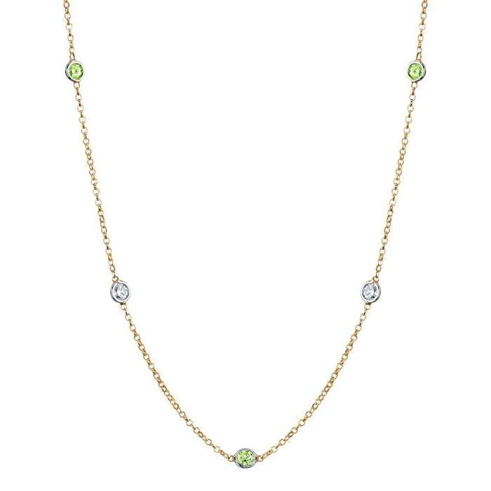 Peridot and Diamond Station Necklace