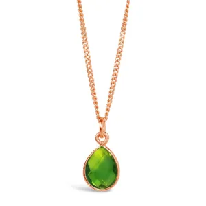 Peridot Charm Necklace | Rose Gold August