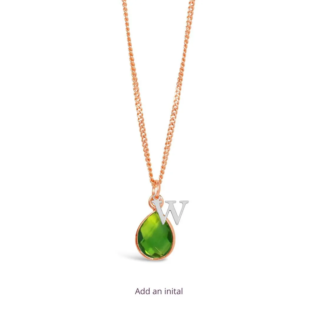 Peridot Charm Necklace | Rose Gold August