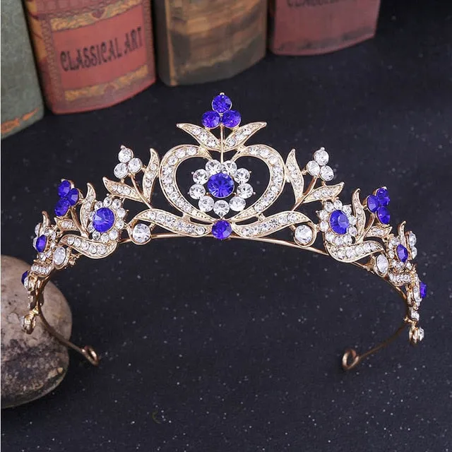 Petite Tiara Crowns Wedding Crystal Flower Bridal Hair Jewelry