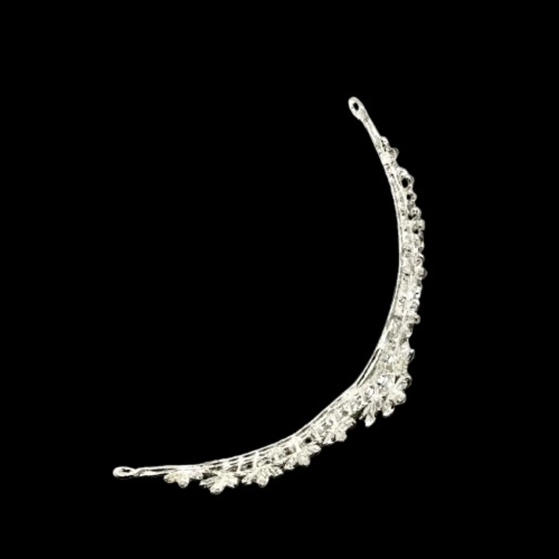 "Veronica" - Silver Crystal and Pearl 3-Piece Bridal Jewelry Set With Half Tiara
