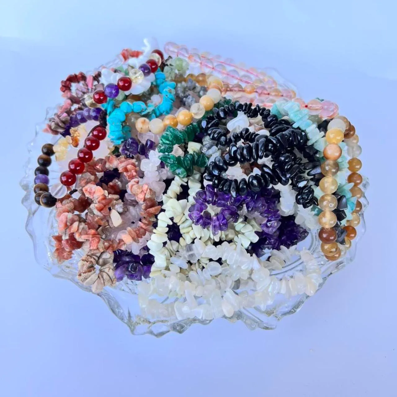 Rainbow Moonstone Crystal Chip Bracelet