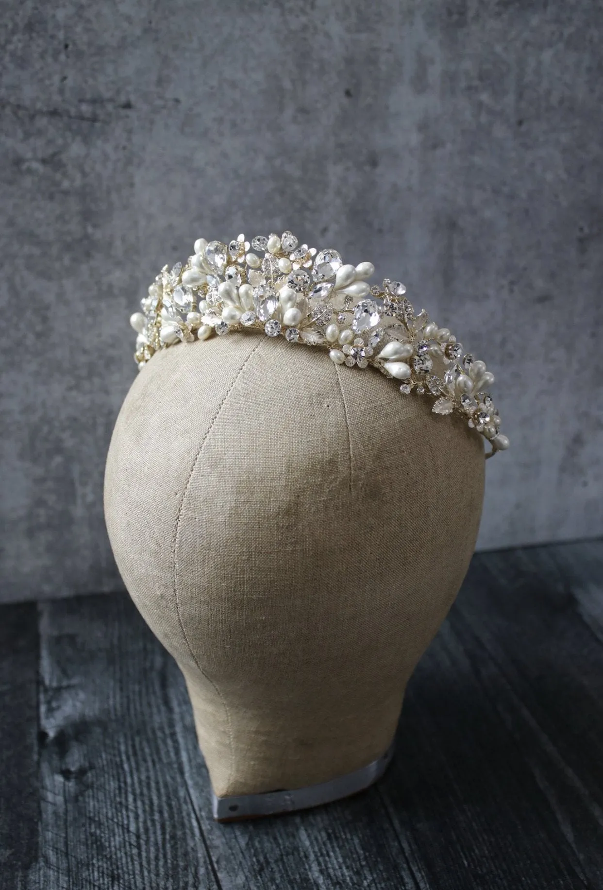 RANIER Crystal and Freshwater Pearl Headpiece Tiara