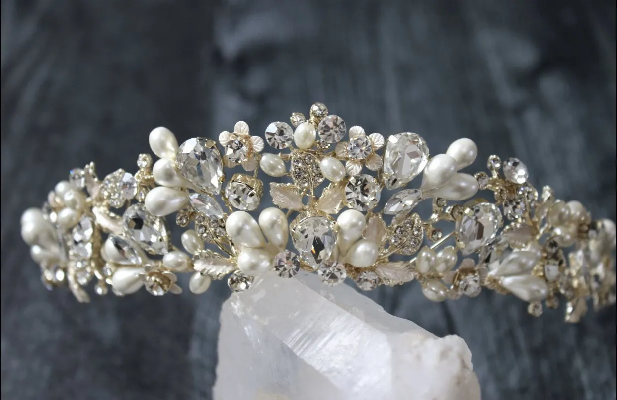 RANIER Crystal and Freshwater Pearl Headpiece Tiara