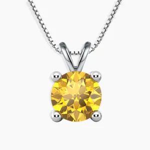 Round Shape Natural Citrine Necklace in Sterling Silver | Irosk Australia ®