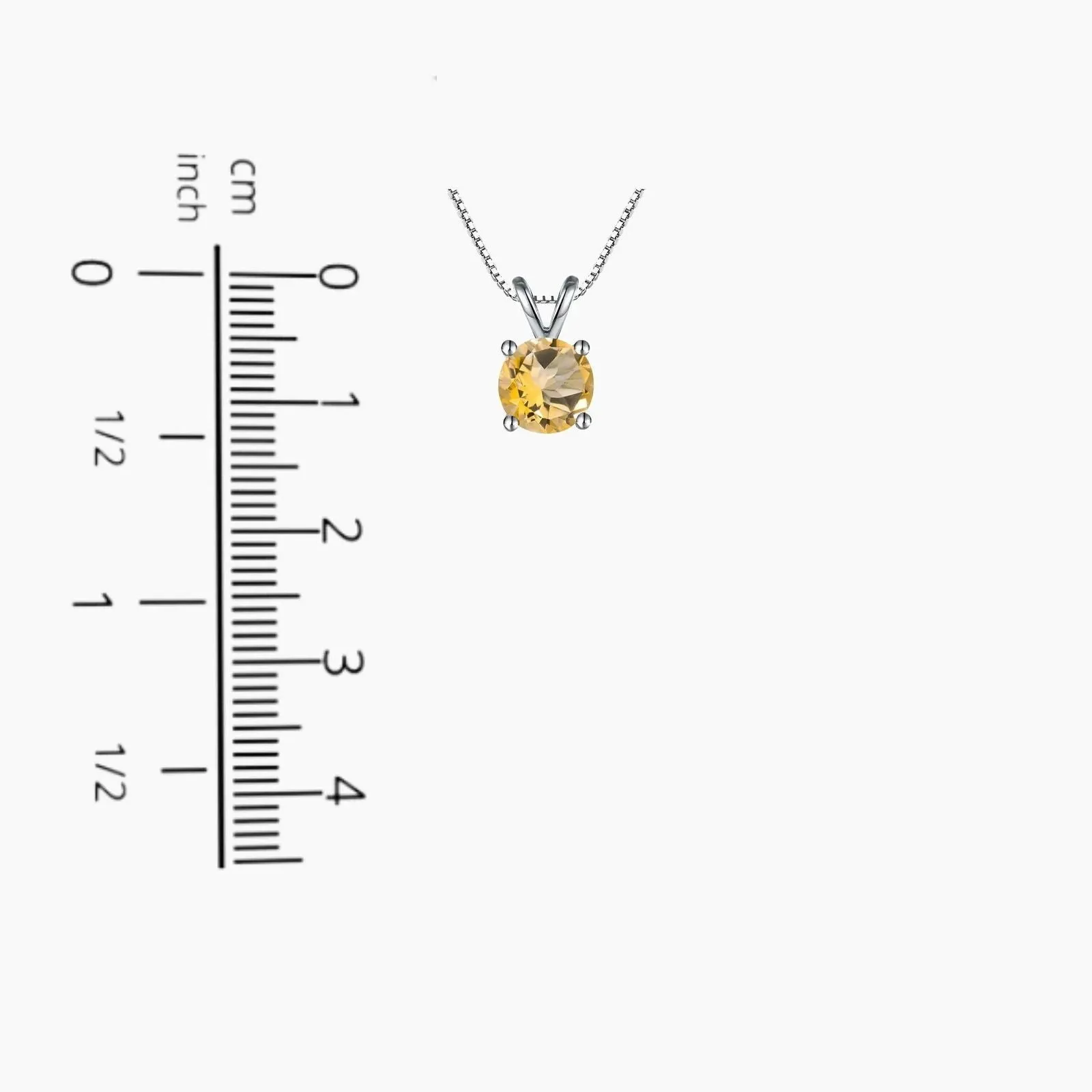 Round Shape Natural Citrine Necklace in Sterling Silver | Irosk Australia ®
