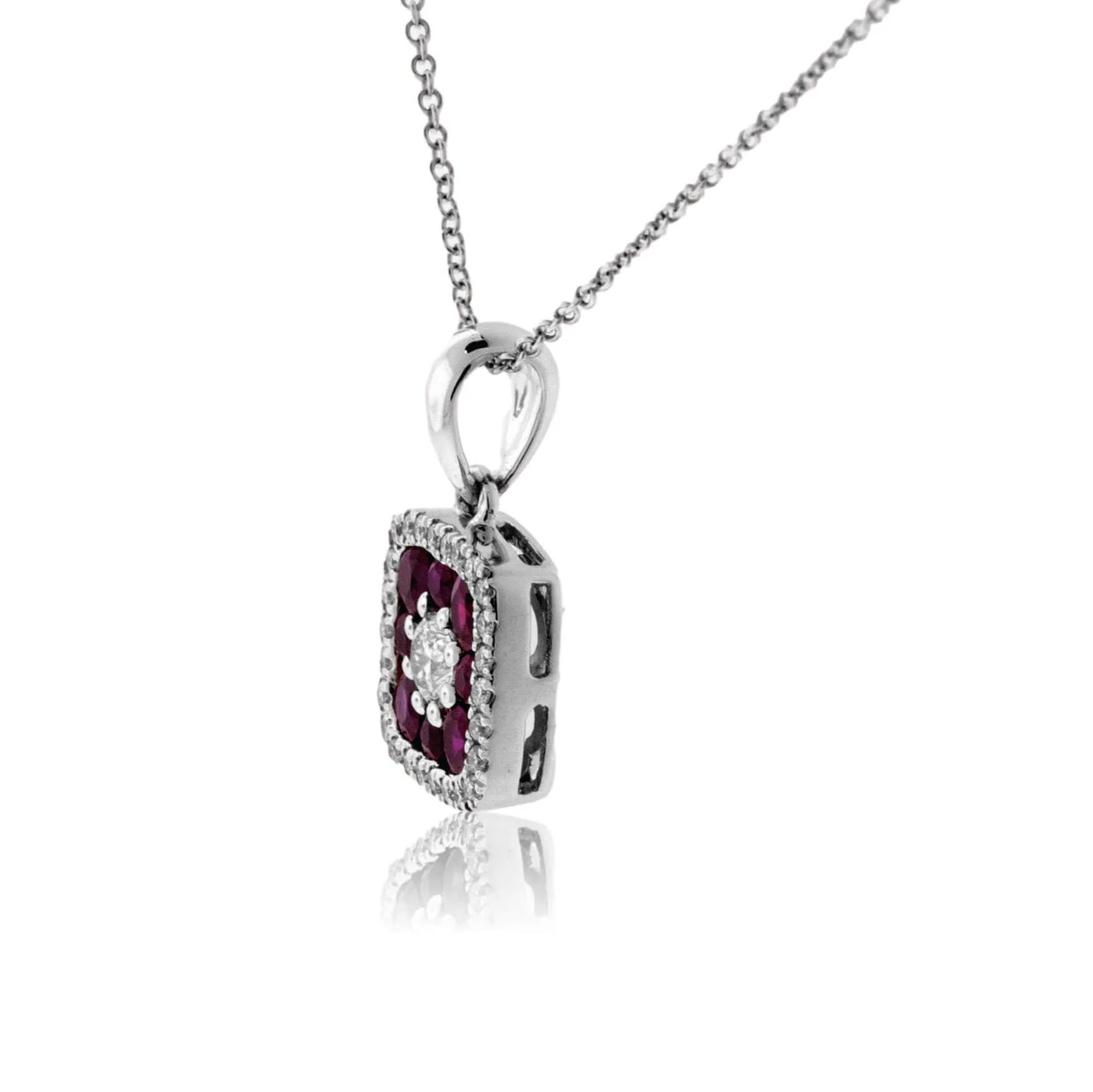 Ruby & Diamond Halo Necklace