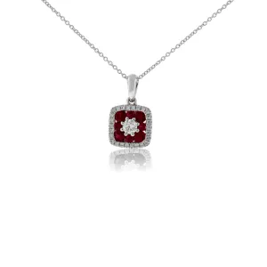 Ruby & Diamond Halo Necklace