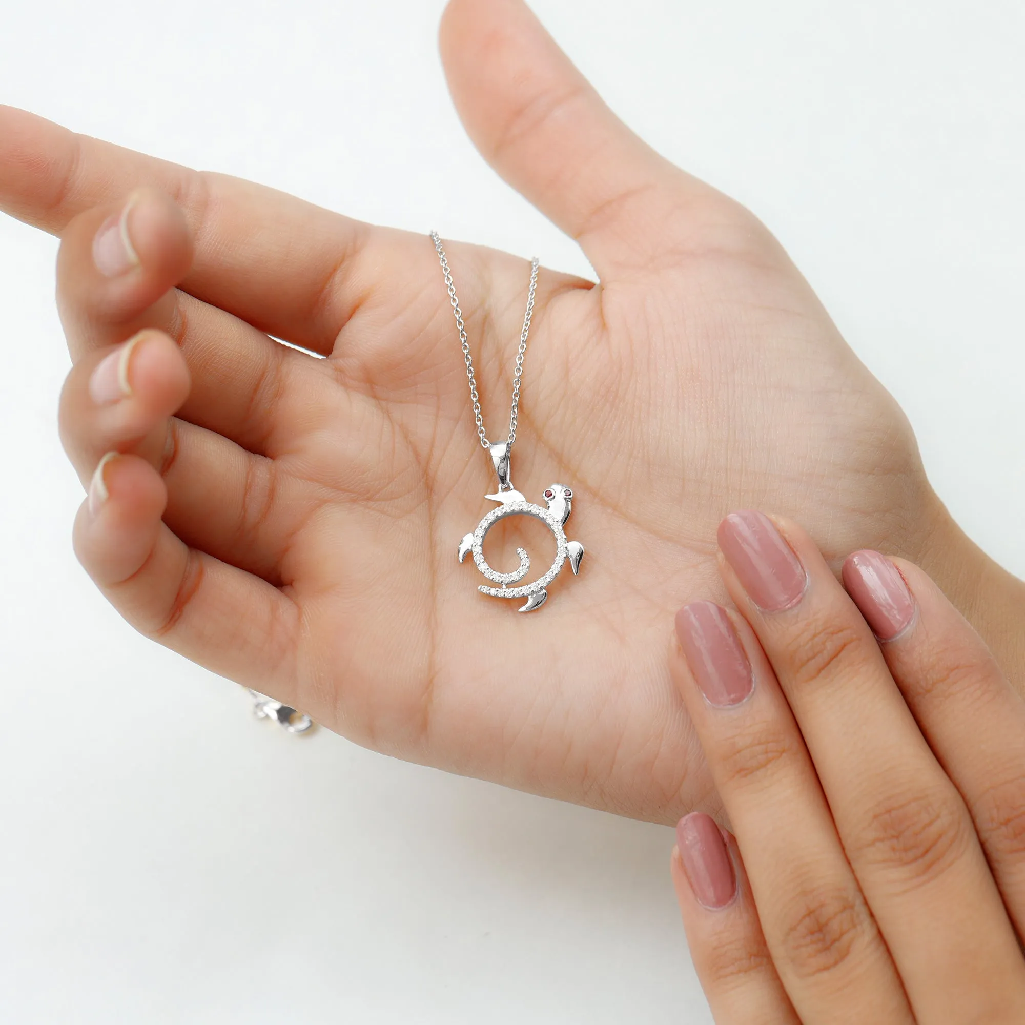 Ruby and Diamond Tortoise Pendant Necklace