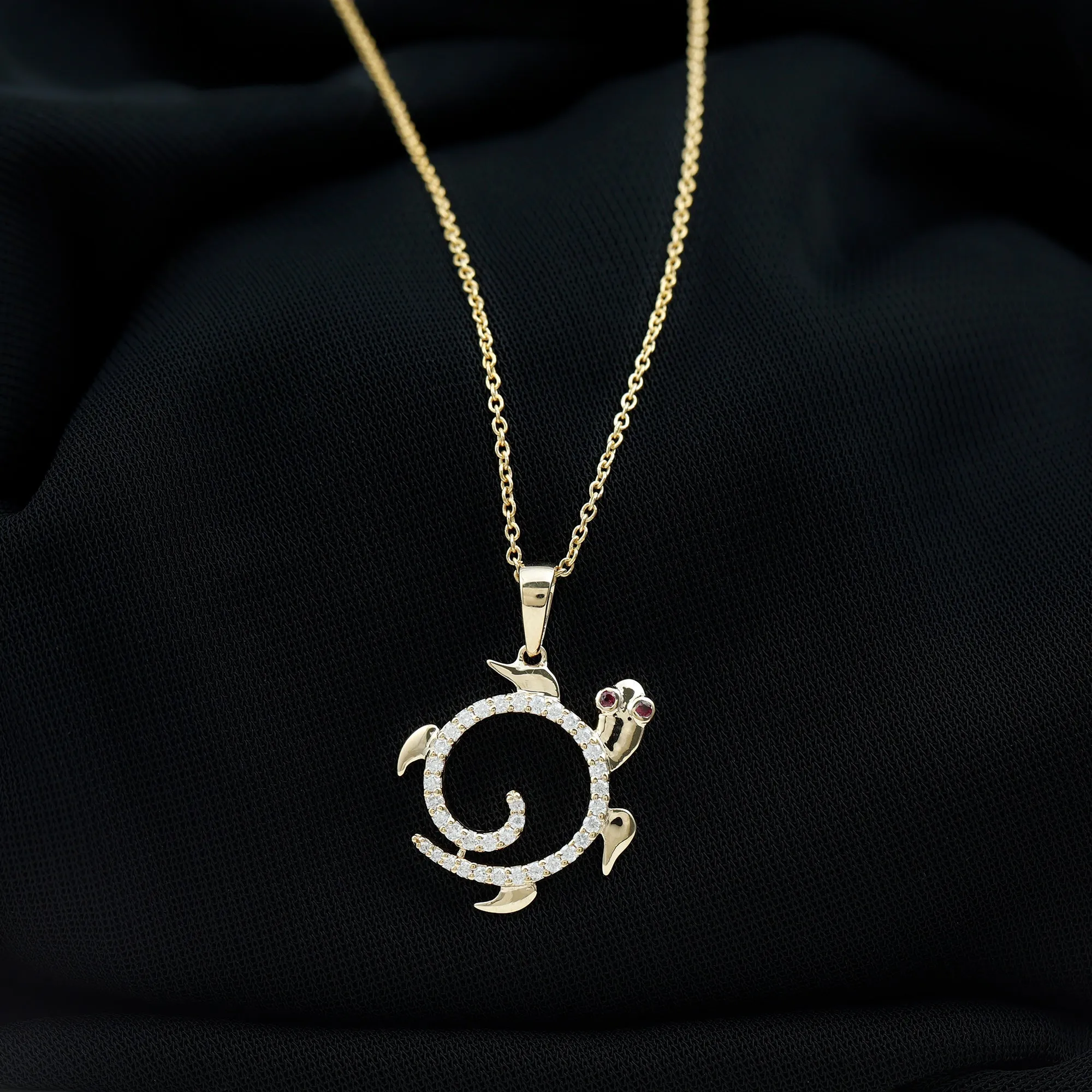 Ruby and Diamond Tortoise Pendant Necklace