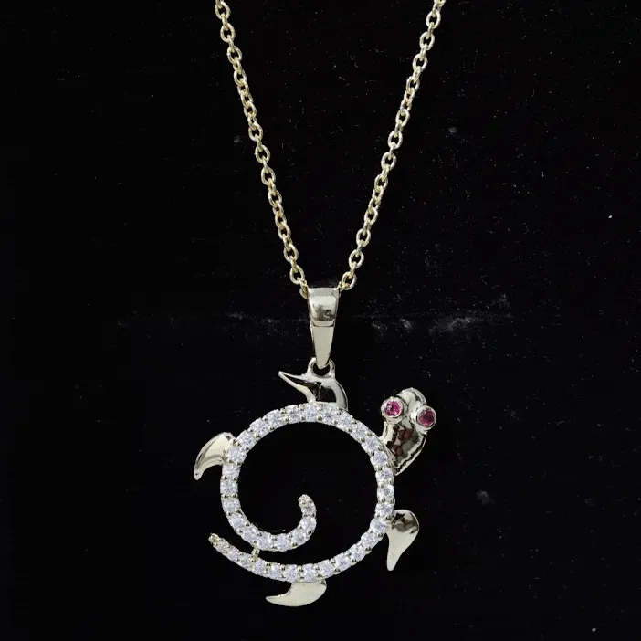 Ruby and Diamond Tortoise Pendant Necklace