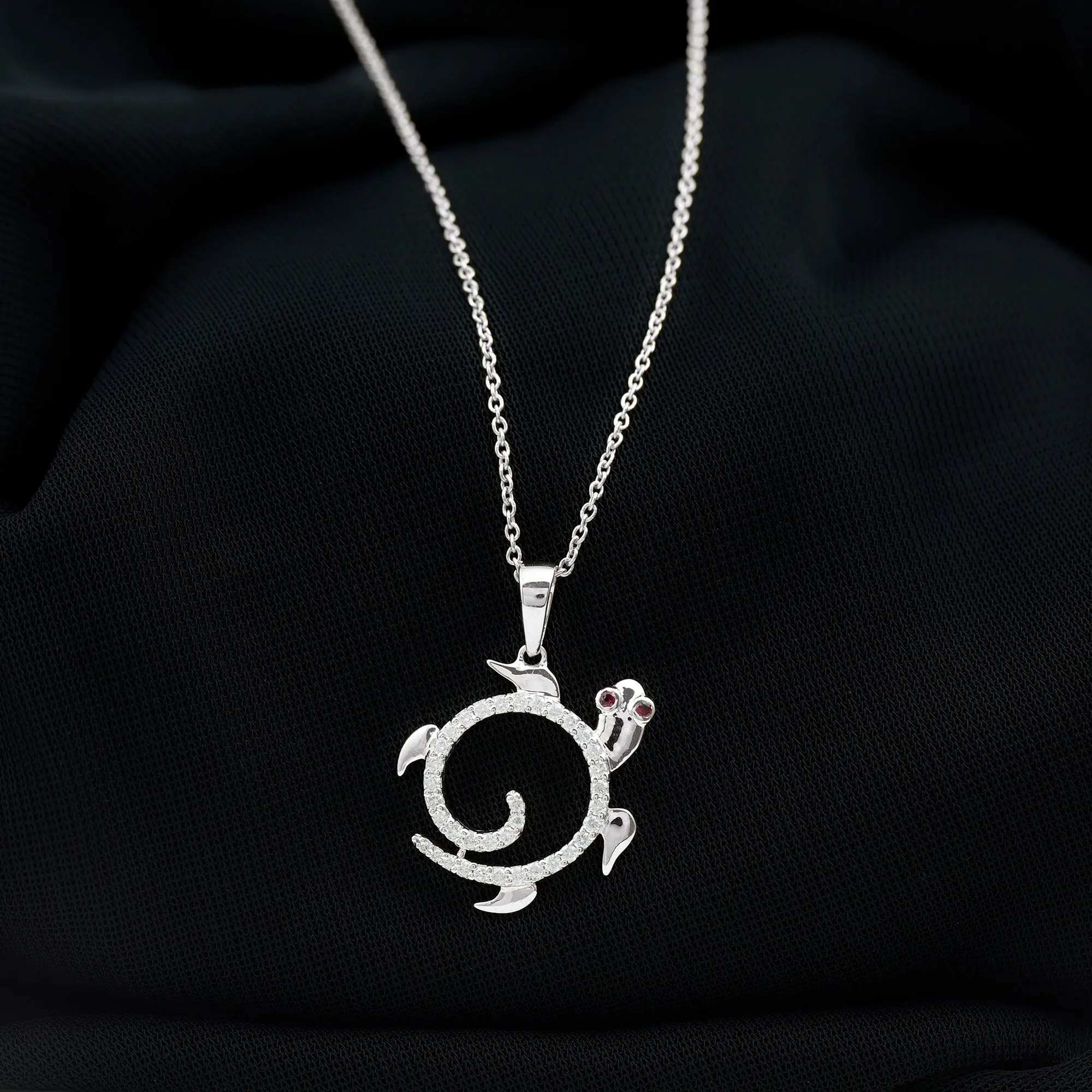 Ruby and Diamond Tortoise Pendant Necklace