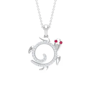 Ruby and Diamond Tortoise Pendant Necklace