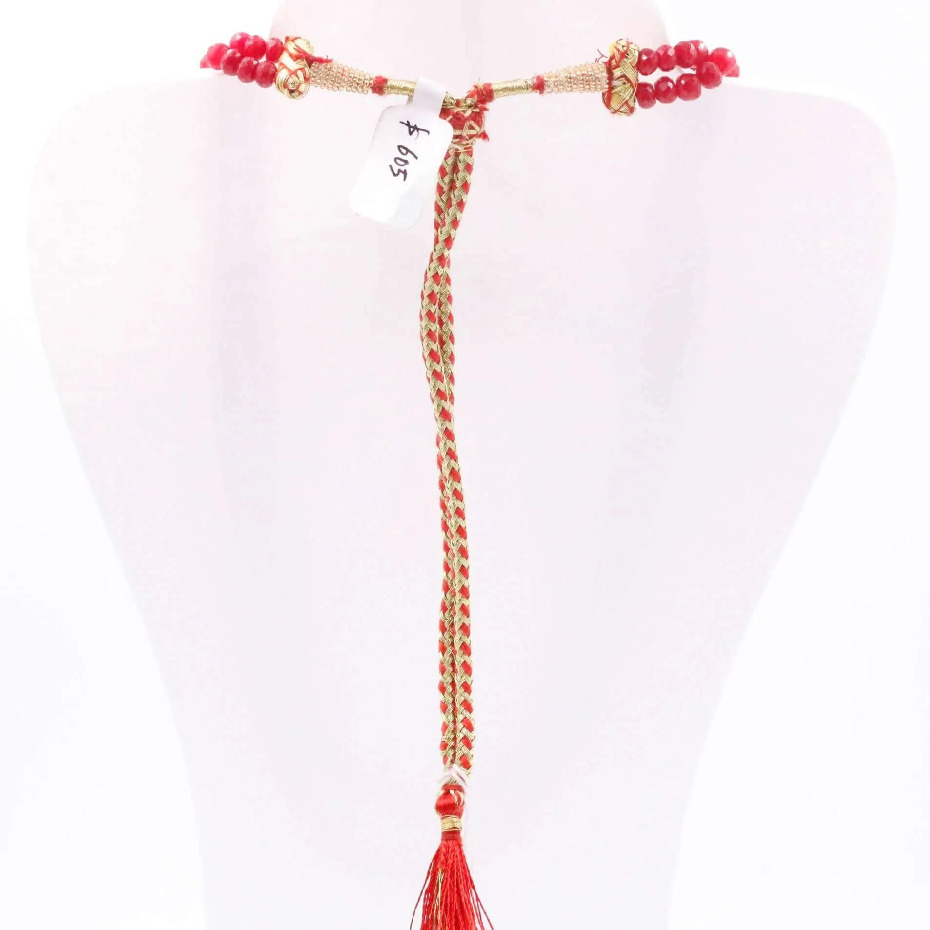 Ruby Beaded Necklace Faceted Ruby Necklace Long Necklace Indian Necklace Sarafa Necklace Gemstone Necklace SKU 6143212