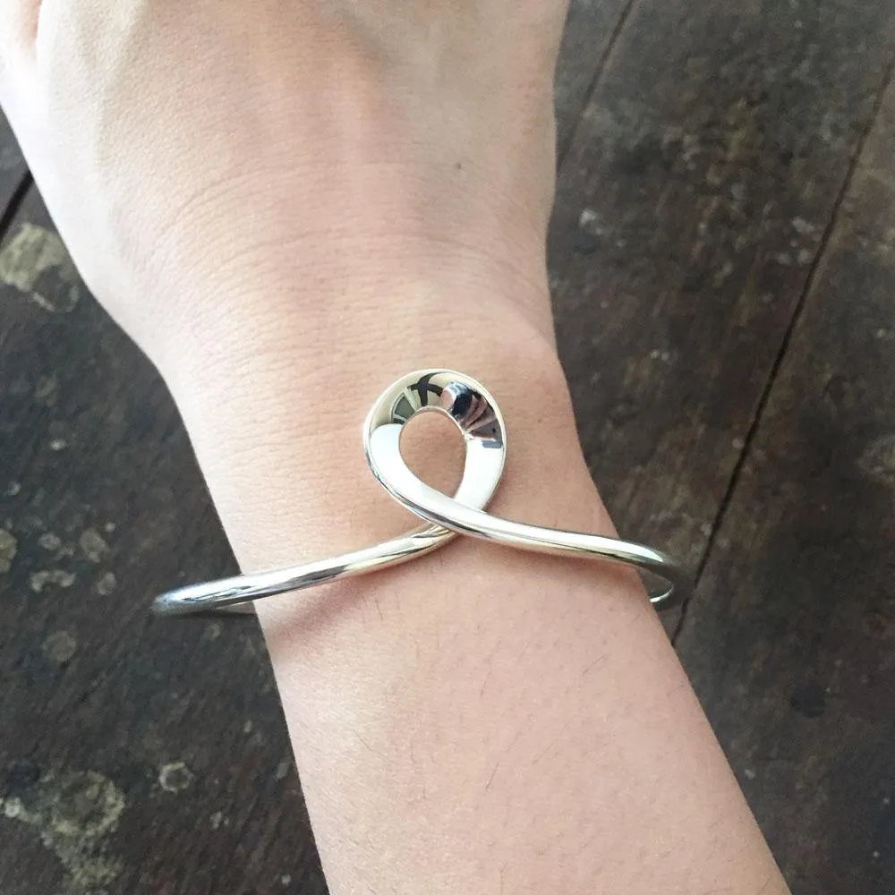 Silver Adjustable Knotted Bangle