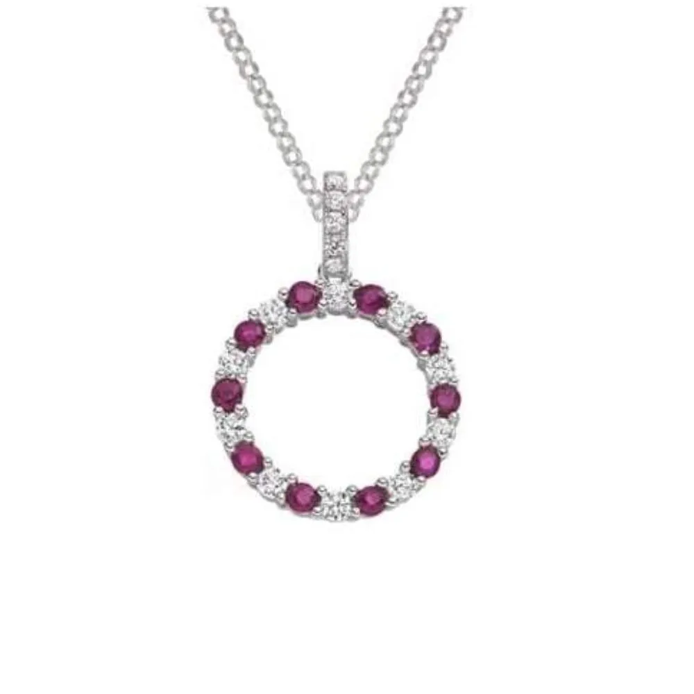 Silver and ruby circle of life pendant